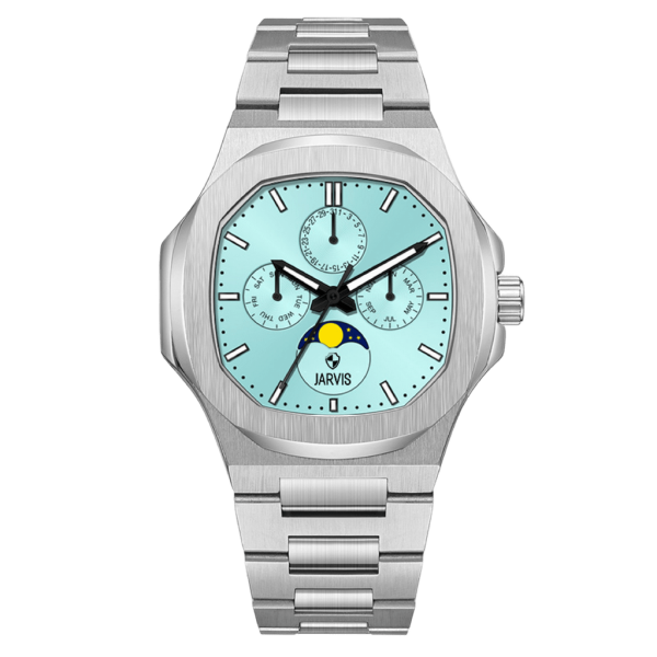 JARVIS Aqua Lunar Tiffany Blue Chronograph, Steel Case & Bracelet Watch