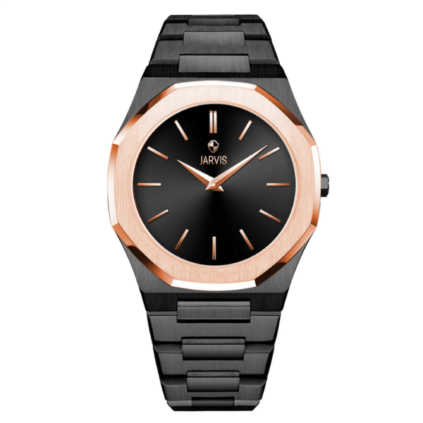 JARVIS Midnight Black Elegance – Rose Gold Edition Watch