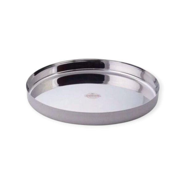 Stainless Steel Dinner Plate/Khumcha Thali/Food Plate 12 Inch/30cm (Set of 2 Pcs)