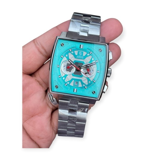 JARVIS Silver Glacier Chronograph Square Dial Watch For Men