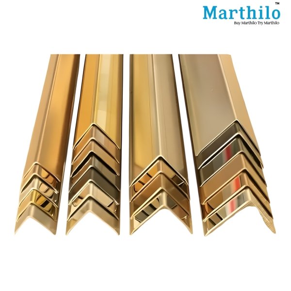 SS304-12x12mm (1/2x1/2 Inch) L-Shape Patti Angle Profile Gold Mirror 8 Feet Length