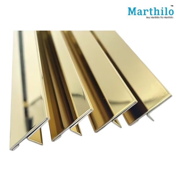 Stainless Steel 6mm T Patti Profile Gold Mirror 10 feet Length- 304 Grade