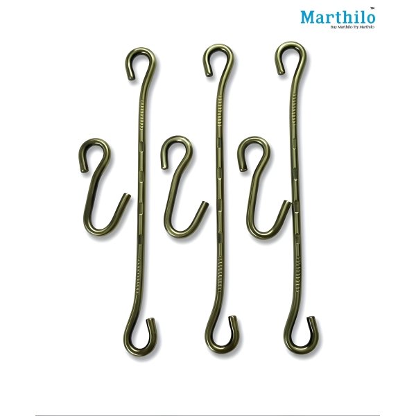 Stainless Steel Antique Jhula Kadi/Kada Stick (Pack Of-20 Stick & 8 Hooks)