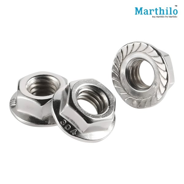 Stainless Steel 304 Flange Nut With Serration M3 (Dia-3mm)